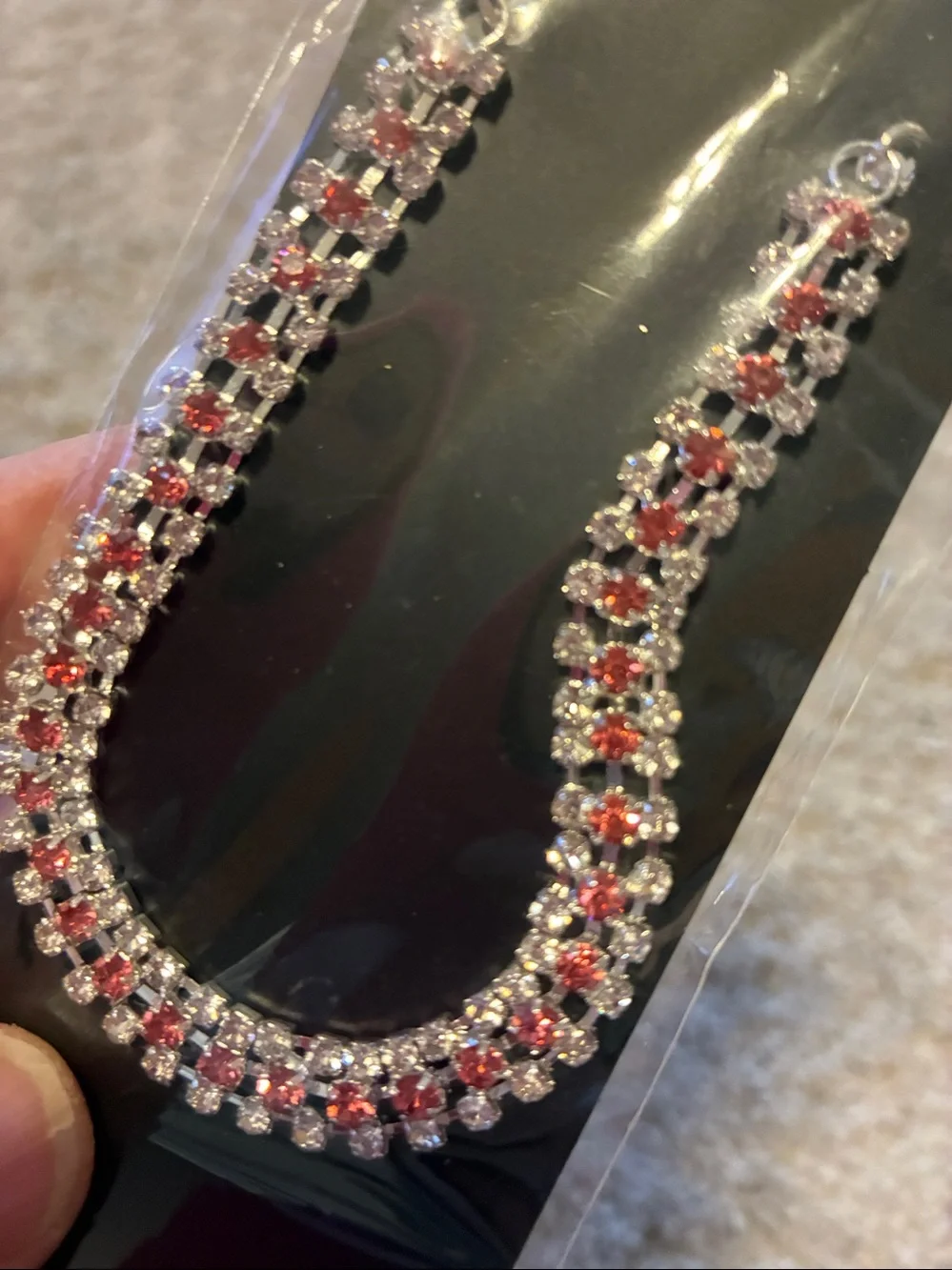 Dog Necklace with Pink Crystals .Chain and crystal pink heart  NWT
